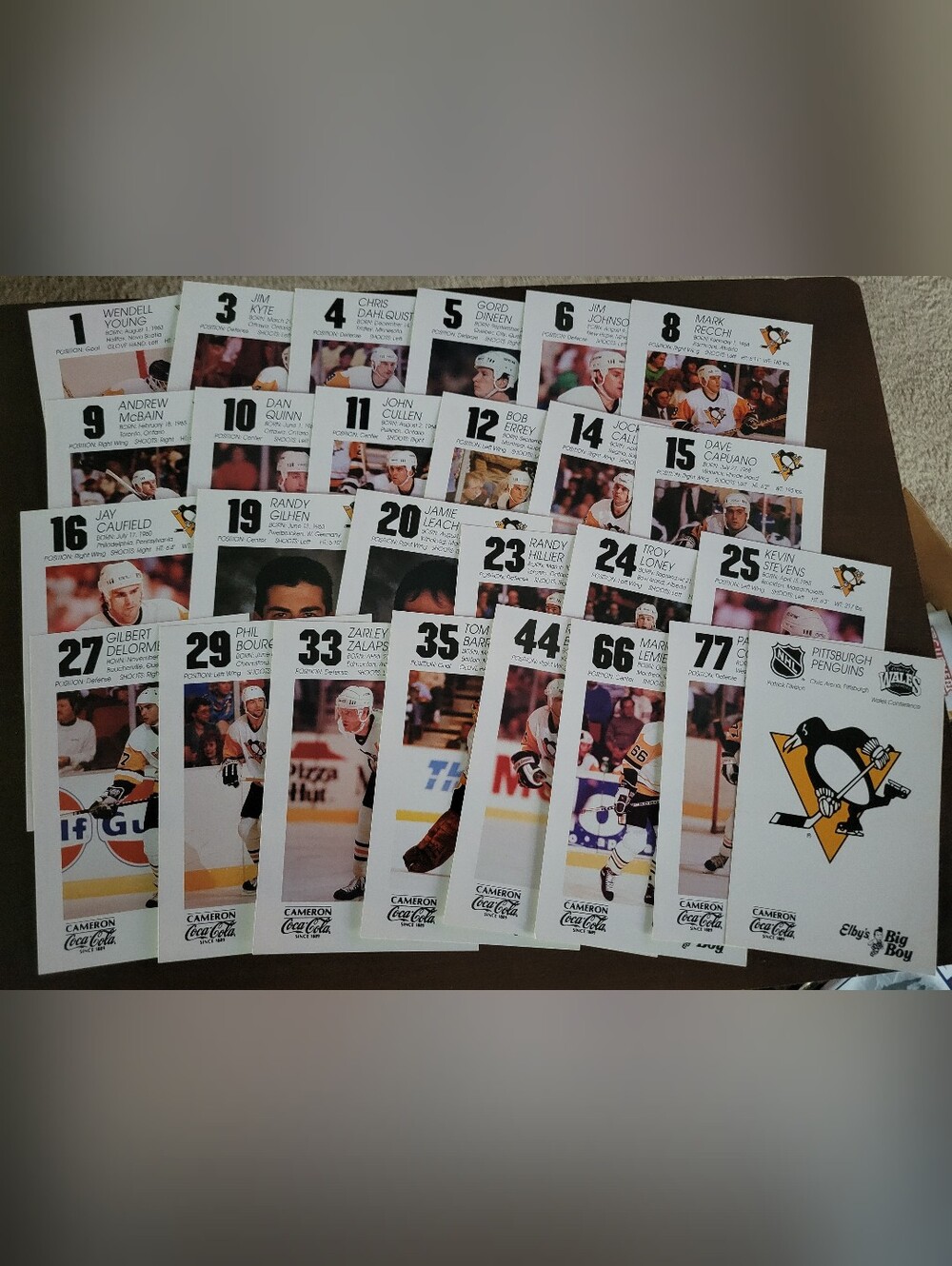Vintage 1989-1990 Pittsburgh Penguins Photo Card Set